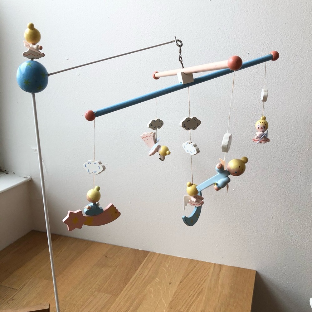 Amazing Vintage IRMI Mid Century Hand Painted Baby Mobile - Angel Celestial
